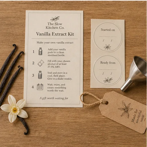 Printed instruction guide, date labels and gift tag